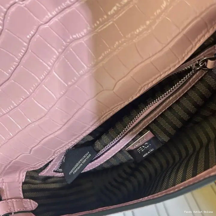 Cheap Medium Crocodile In Tiffany Leather Baguette Bag Fendi Pink 0604
